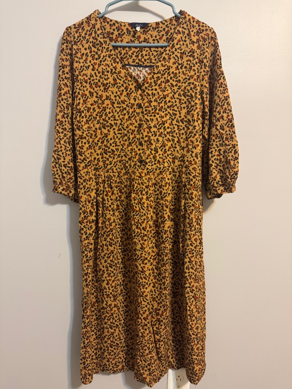 Joules Torie V-neck leopard print midi 3/4 sleeve dress Women's 6